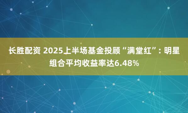 长胜配资 2025上半场基金投顾“满堂红”: 明星组合平均收益率达6.48%